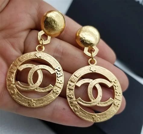 chanel hoop earrings style|vintage Chanel hoop earrings.